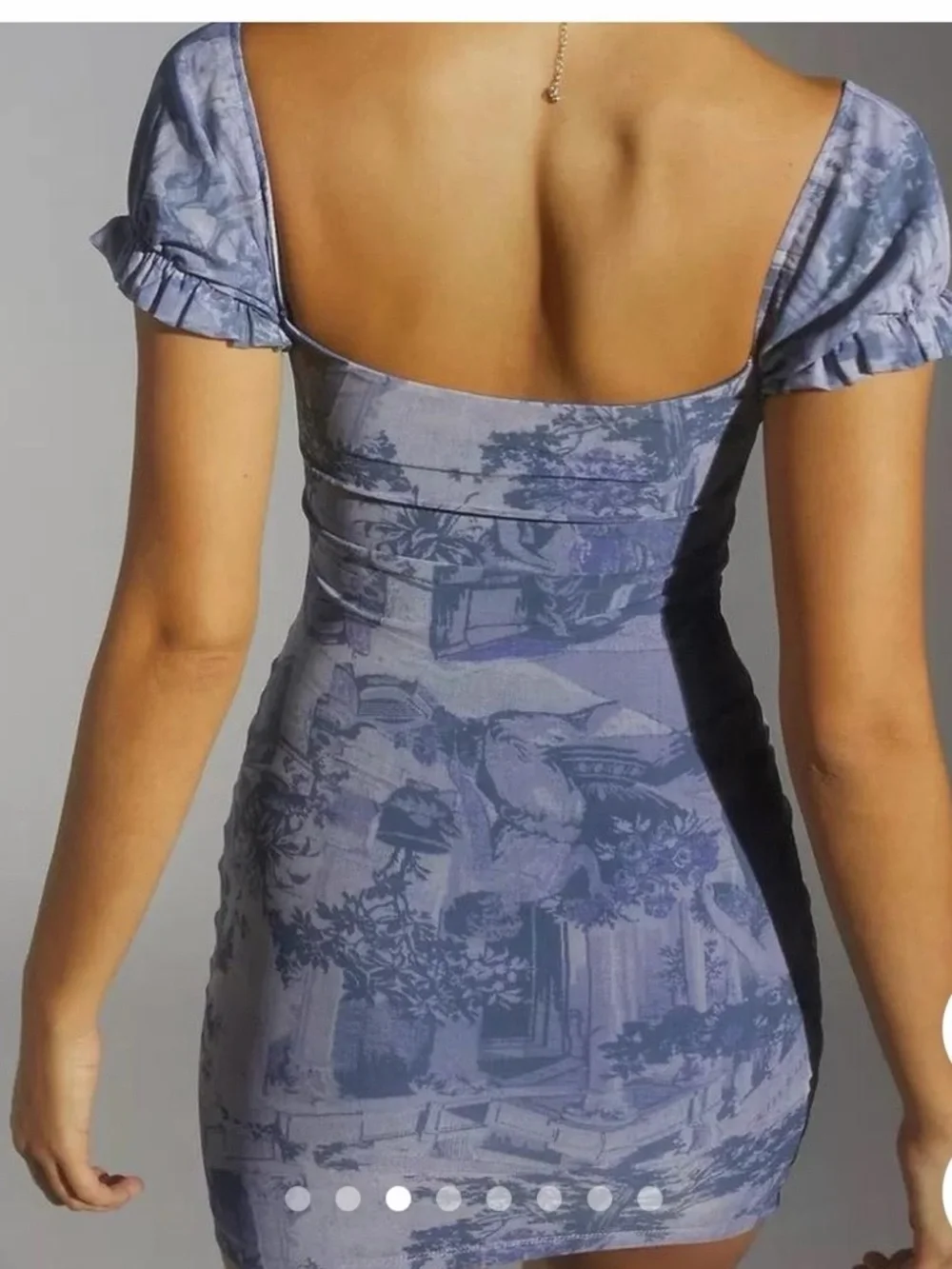Urban Outfitters UO Blue Mesh Mini Party Dress Size Large Off Shoulders